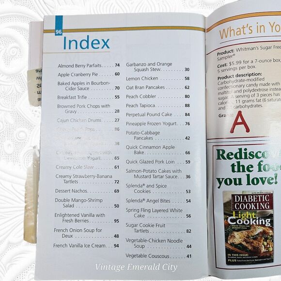 Vintage Cook Booklet 2003 Diabetic Cooking Quick & Easy for 1 or 2 People Diet - Picture 7 of 12